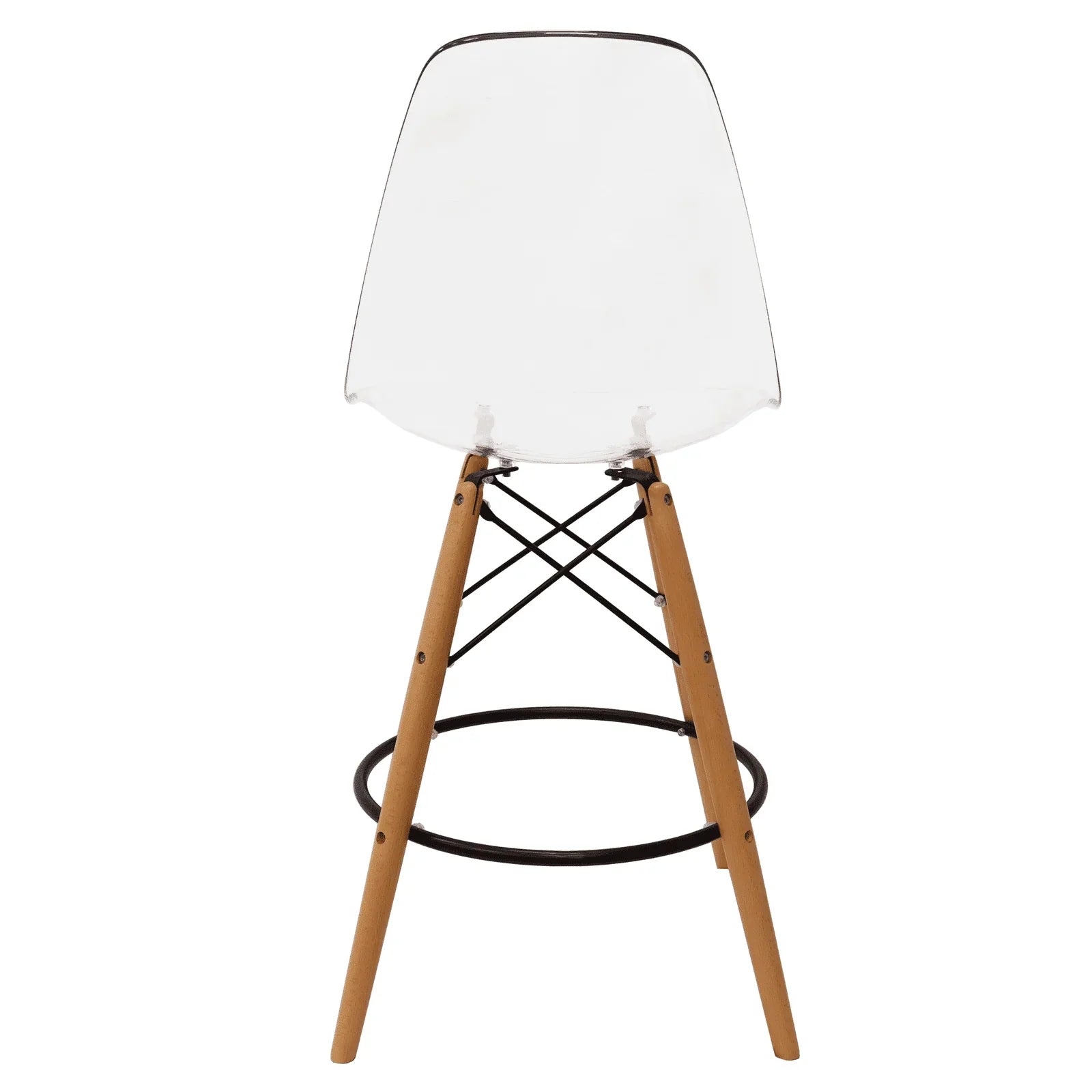 Dover Mid-Century Modern Plastic Barstool with Beech Wood Legs for Kitchen and Dining Room - Elax Furniture