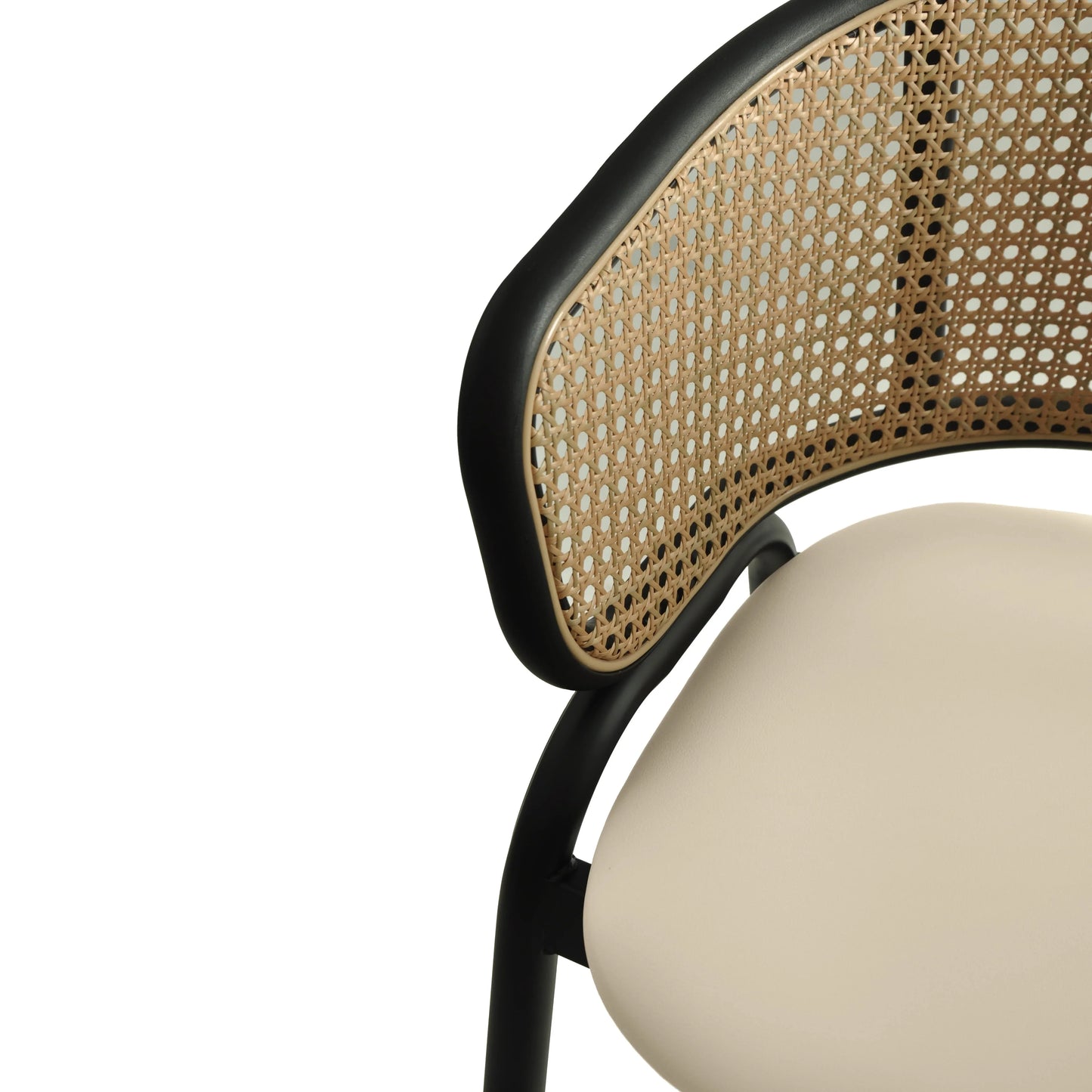 Ervilla Leather Bar Stool with Powder-Coated Stainless Steel Base and Curved Wicker Back Design - Elax Furniture