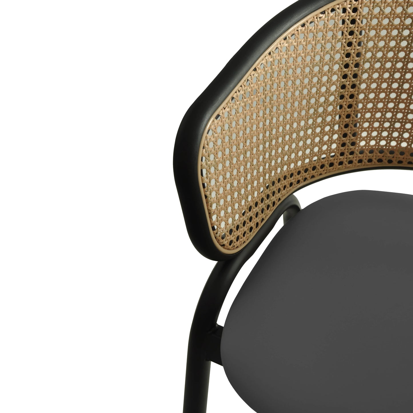 Ervilla Leather Bar Stool with Powder-Coated Stainless Steel Base and Curved Wicker Back Design - Elax Furniture