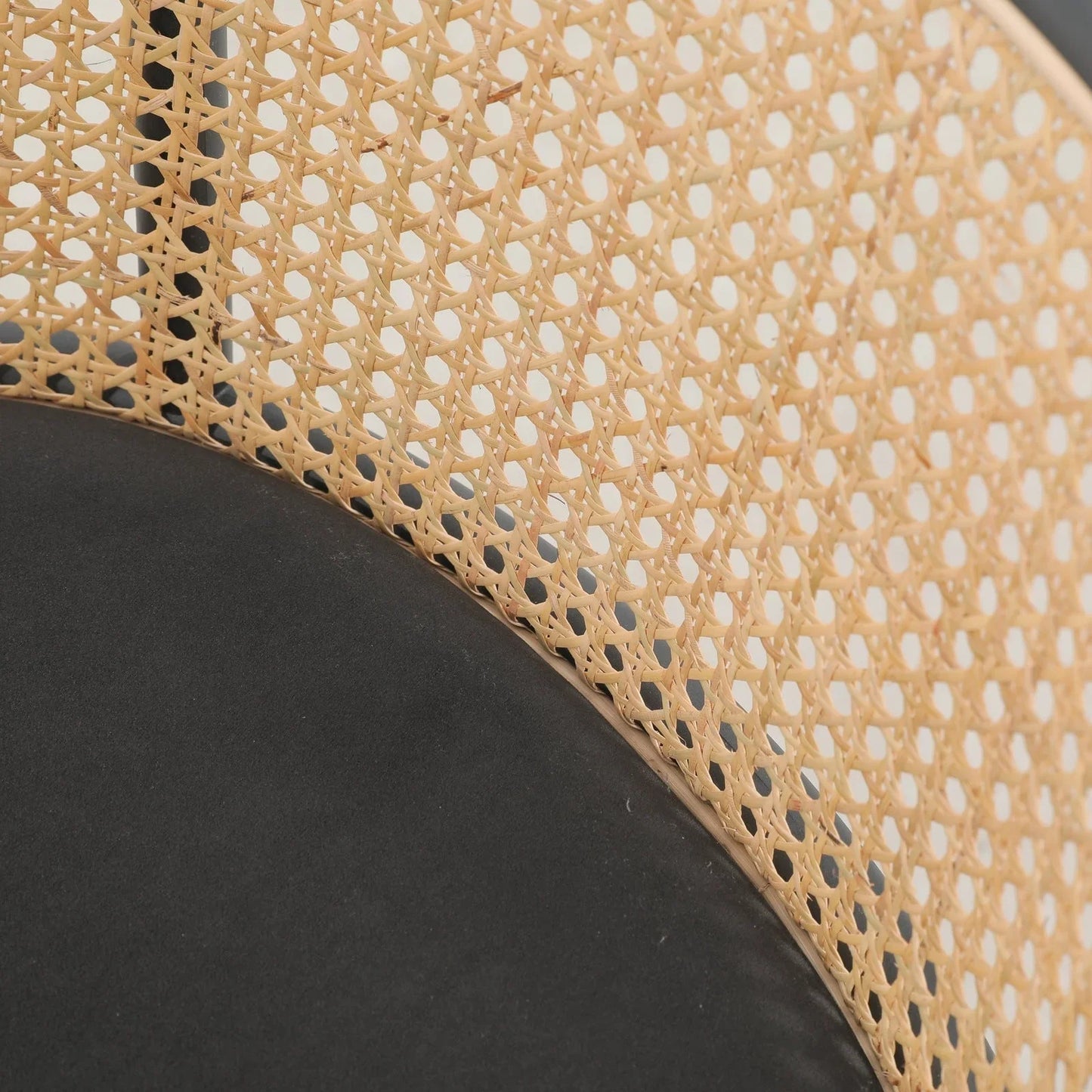 Ervilla Mid-Century Modern Wicker Bar Stool with Fabric Seat and Black Powder Coated Steel Frame - Elax Furniture