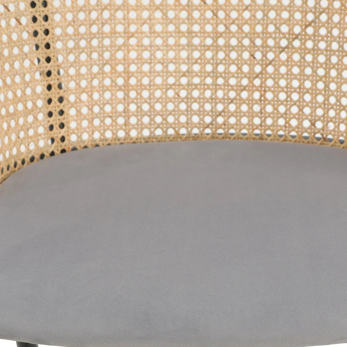 Ervilla Mid-Century Modern Wicker Bar Stool with Fabric Seat and Black Powder Coated Steel Frame - Elax Furniture