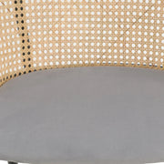 Ervilla Mid-Century Modern Wicker Bar Stool with Fabric Seat and Black Powder Coated Steel Frame - Elax Furniture