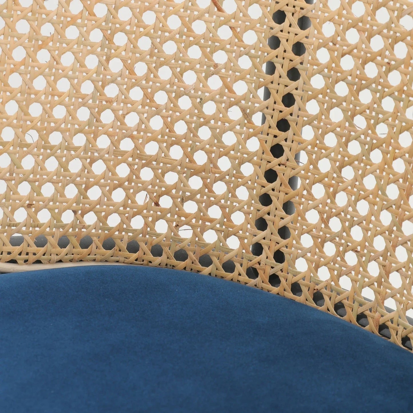 Ervilla Mid-Century Modern Wicker Bar Stool with Fabric Seat and Black Powder Coated Steel Frame - Elax Furniture