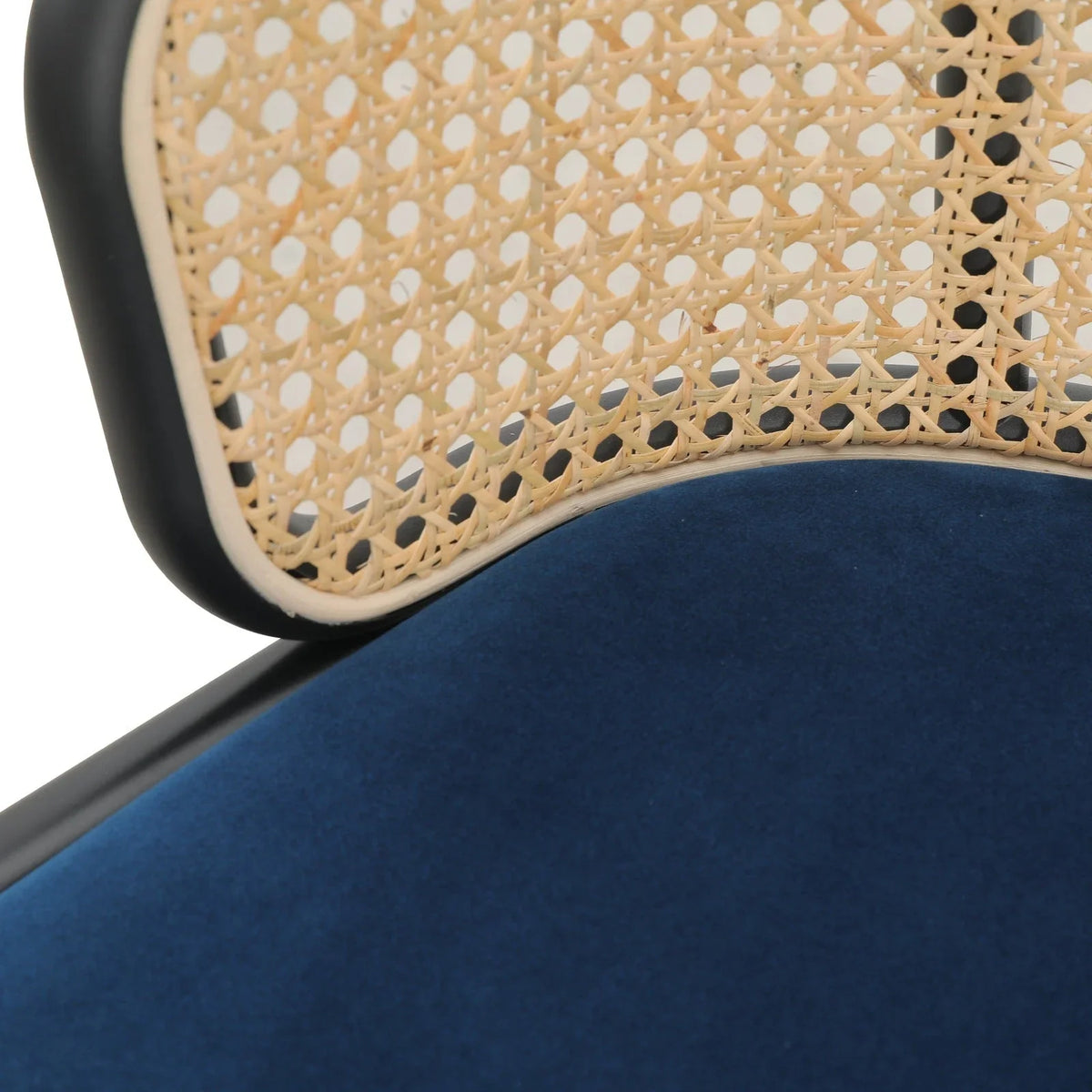 Ervilla Mid-Century Modern Wicker Bar Stool with Fabric Seat and Black Powder Coated Steel Frame - Elax Furniture