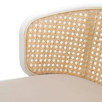 Ervilla Modern Wicker Bar Stool with Fabric Seat and White Powder Coated Steel Frame, Set of 2 - Elax Furniture