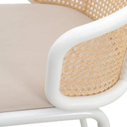 Ervilla Modern Wicker Bar Stool with Fabric Seat and White Powder Coated Steel Frame - Elax Furniture