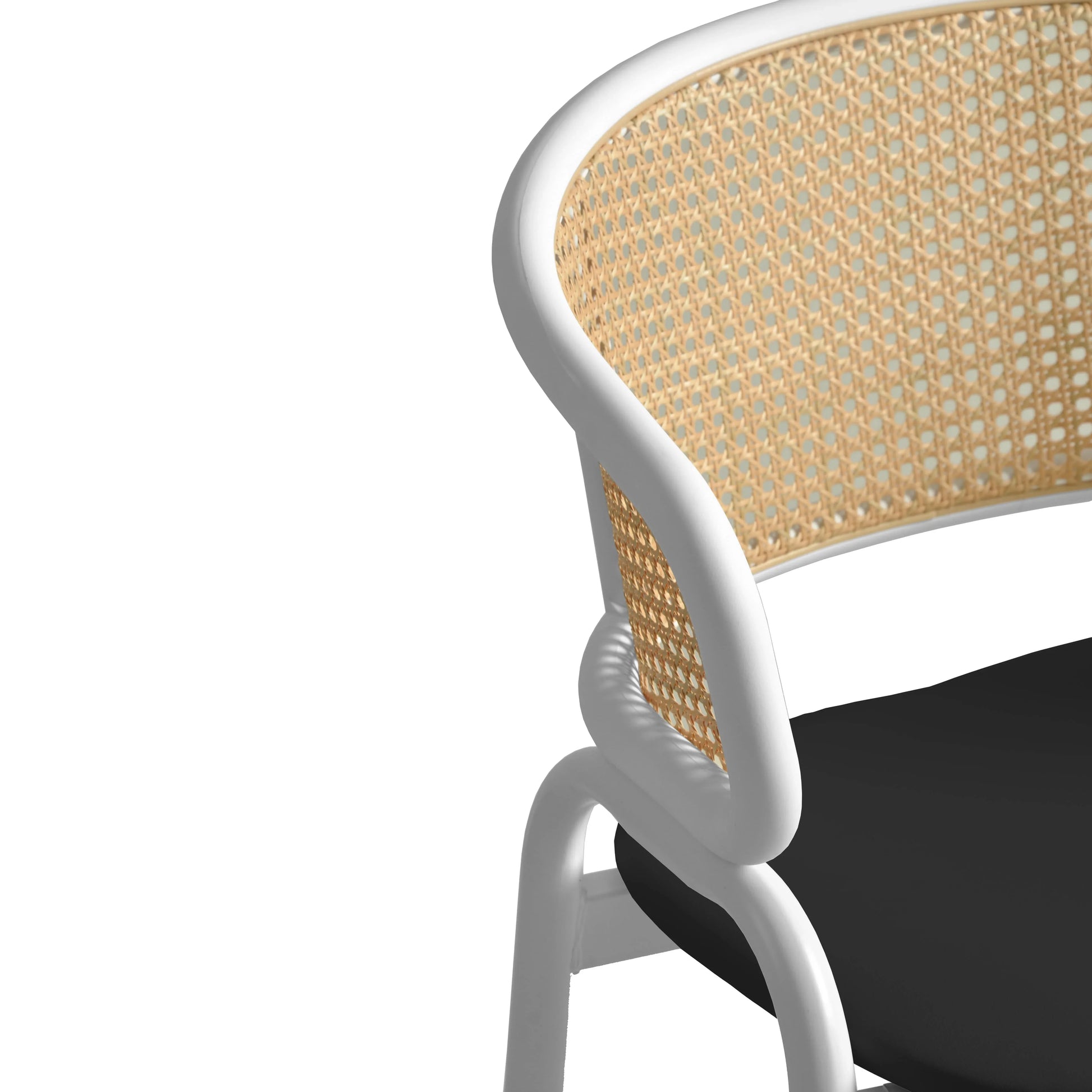 Ervilla Leather Bar Stool with Powder-Coated Stainless Steel Base and Curved Wicker Back Design - Elax Furniture