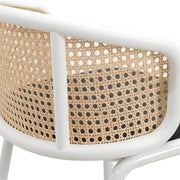 Ervilla Modern Wicker Bar Stool with Fabric Seat and White Powder Coated Steel Frame - Elax Furniture