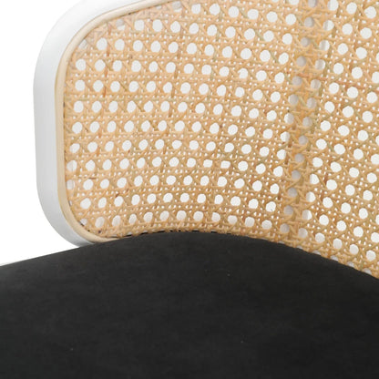 Ervilla Modern Wicker Bar Stool with Fabric Seat and White Powder Coated Steel Frame - Elax Furniture