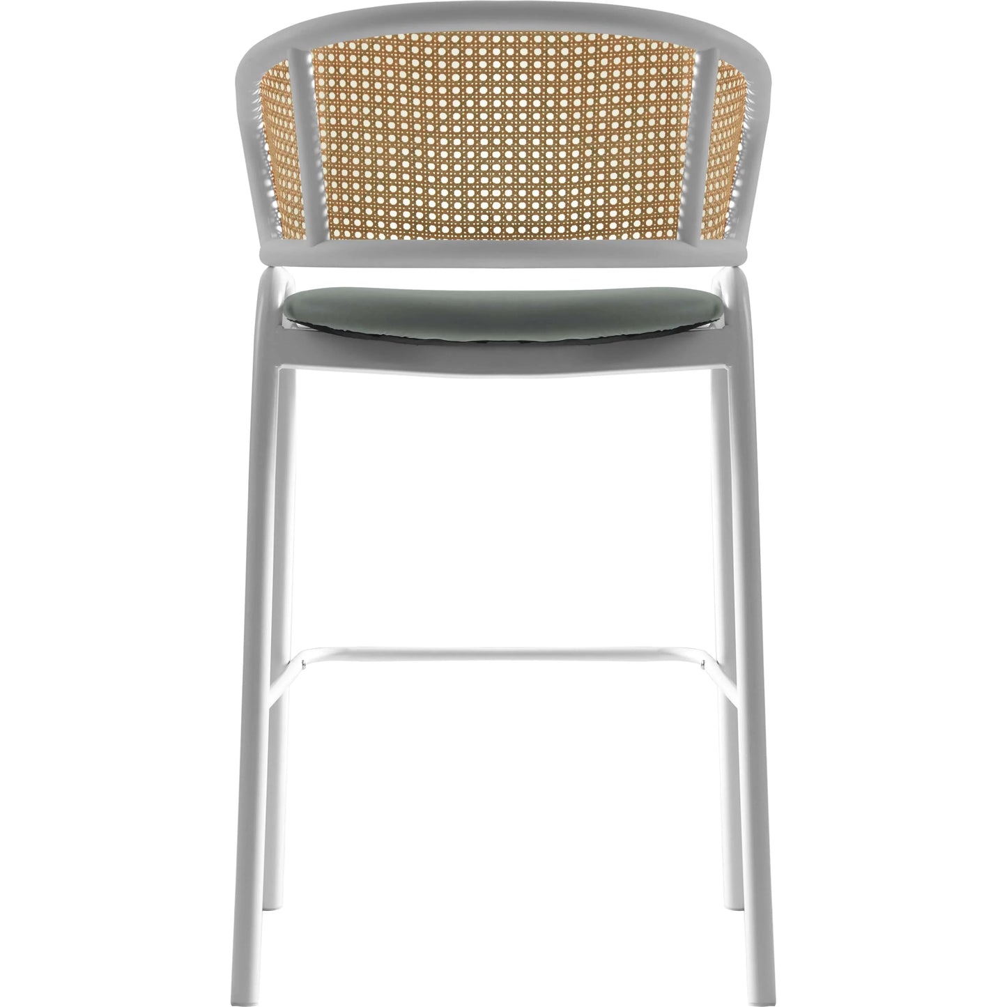 Ervilla Leather Bar Stool with Powder-Coated Stainless Steel Base and Curved Wicker Back Design - Elax Furniture