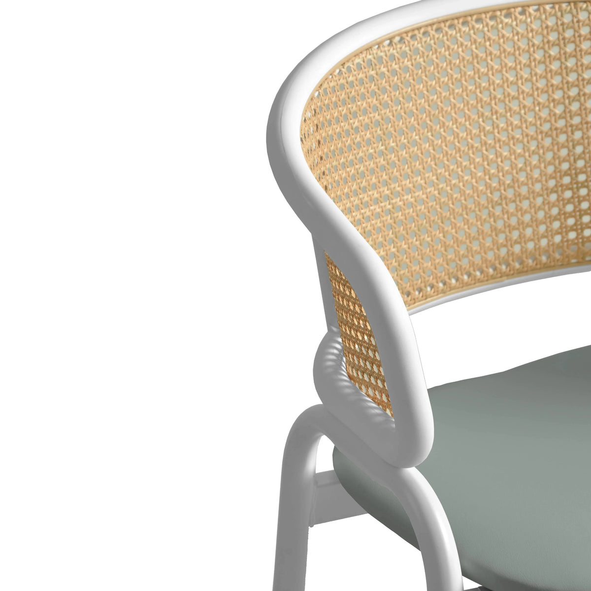 Ervilla Leather Bar Stool with Powder-Coated Stainless Steel Base and Curved Wicker Back Design - Elax Furniture