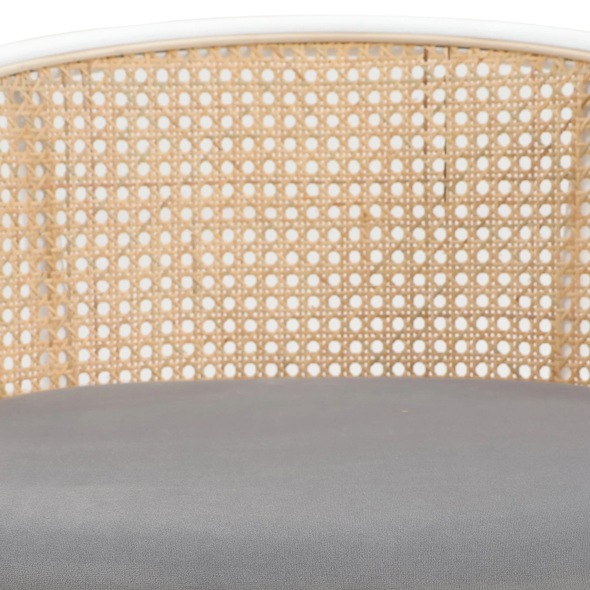 Ervilla Modern Wicker Bar Stool with Fabric Seat and White Powder Coated Steel Frame, Set of 2 - Elax Furniture