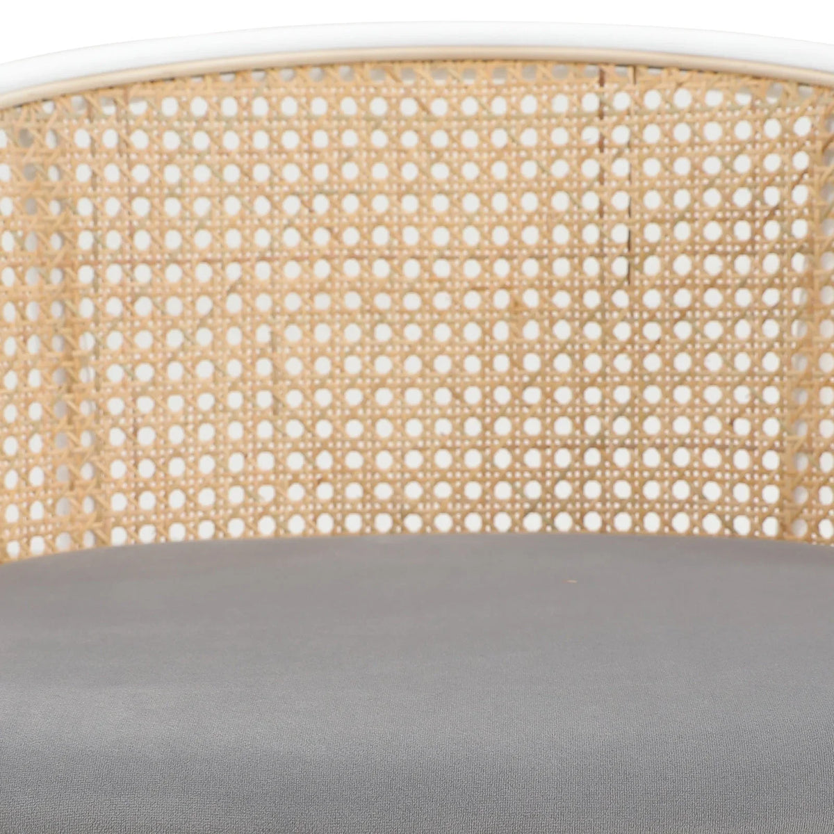Ervilla Modern Wicker Bar Stool with Fabric Seat and White Powder Coated Steel Frame - Elax Furniture