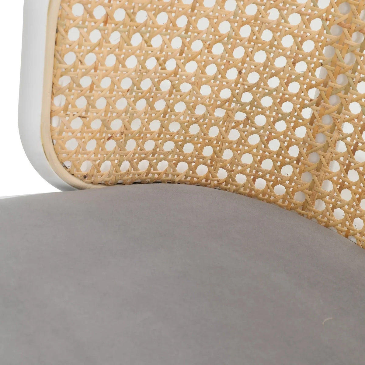 Ervilla Modern Wicker Bar Stool with Fabric Seat and White Powder Coated Steel Frame - Elax Furniture
