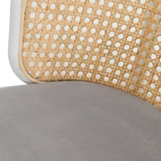 Ervilla Modern Wicker Bar Stool with Fabric Seat and White Powder Coated Steel Frame - Elax Furniture