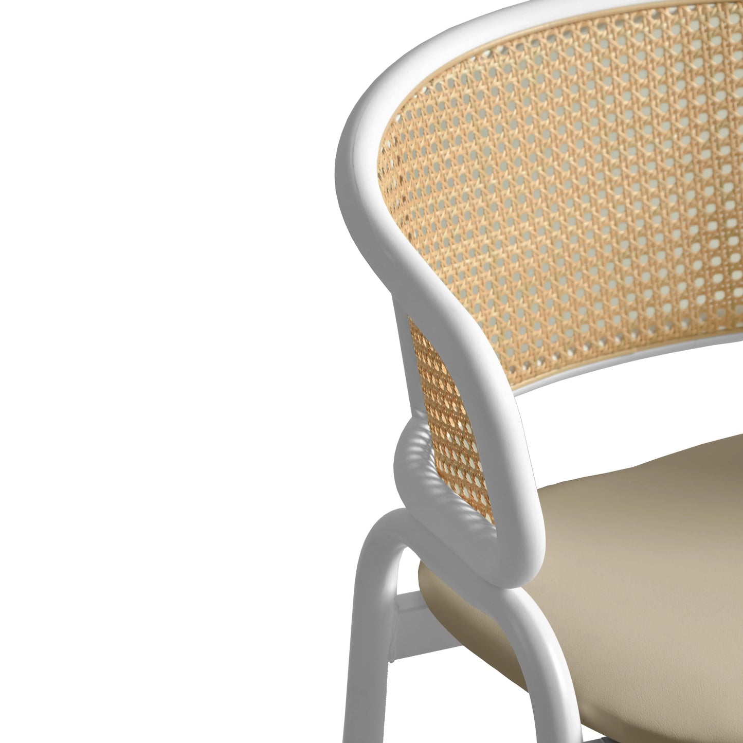 Ervilla Leather Bar Stool with Powder-Coated Stainless Steel Base and Curved Wicker Back Design - Elax Furniture