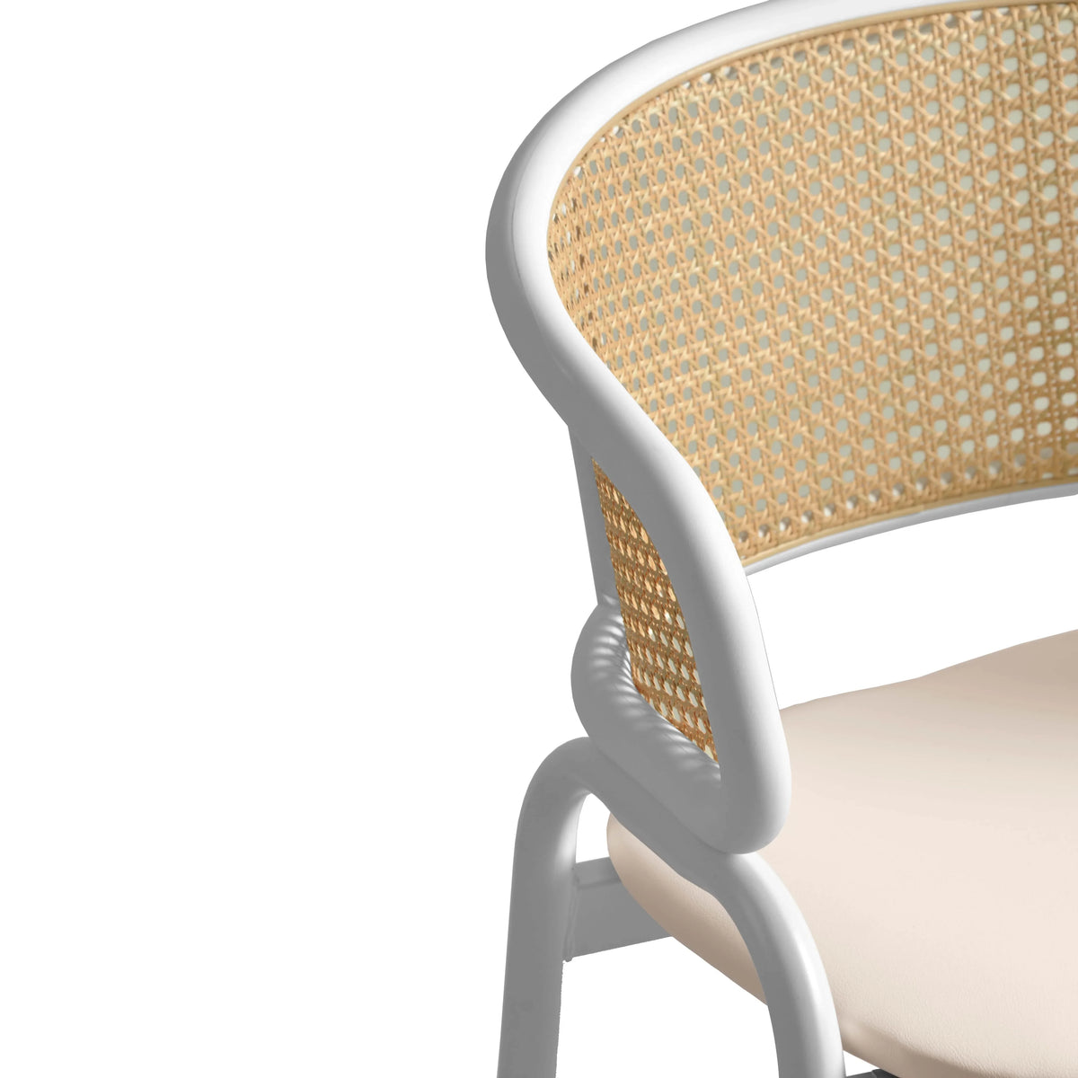 Ervilla Leather Bar Stool with Powder-Coated Stainless Steel Base and Curved Wicker Back Design - Elax Furniture
