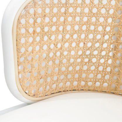 Ervilla Modern Wicker Bar Stool with Fabric Seat and White Powder Coated Steel Frame, Set of 2 - Elax Furniture