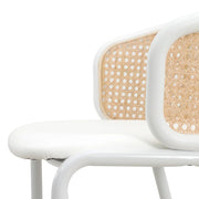 Ervilla Modern Wicker Bar Stool with Fabric Seat and White Powder Coated Steel Frame - Elax Furniture