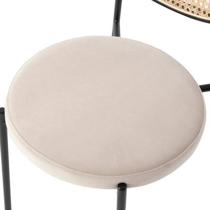 Euston Modern Upholstered Dining Chair with Round Wicker/Velvet Back Style - Elax Furniture