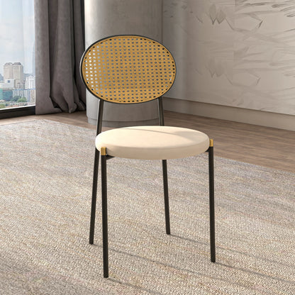 Euston Modern Wicker Dining Chair with Round Velvet Seat Set of 4 - Elax Furniture