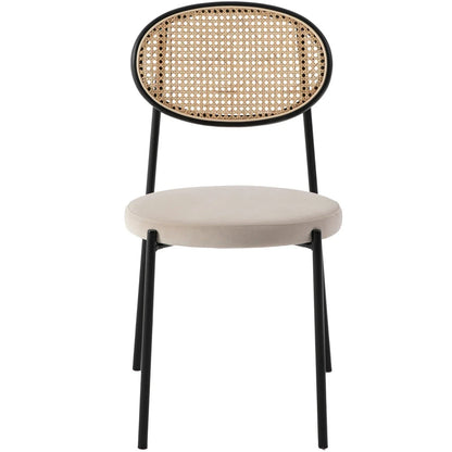 Euston Modern Upholstered Dining Chair with Round Wicker/Velvet Back Style - Elax Furniture