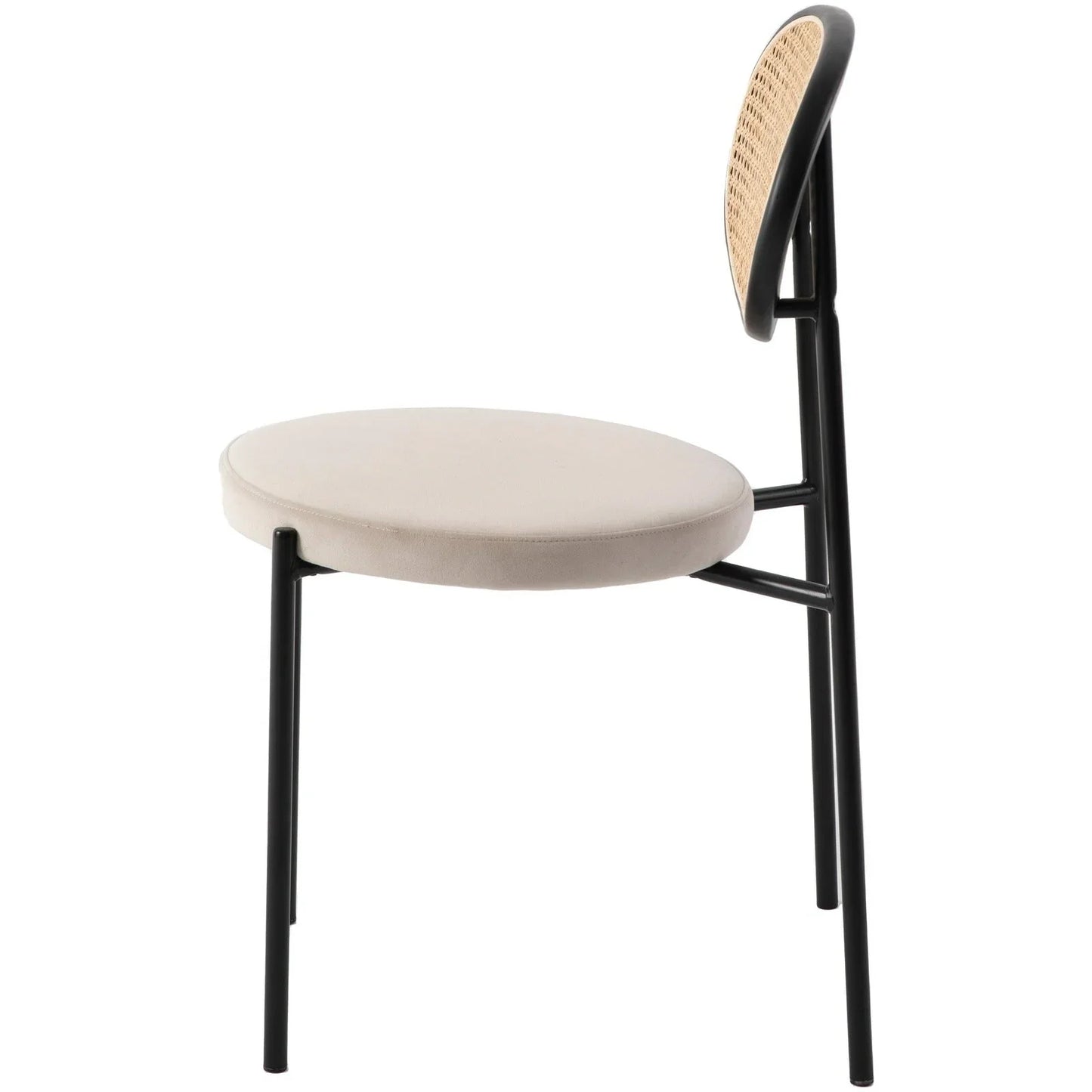 Euston Modern Upholstered Dining Chair with Round Wicker/Velvet Back Style - Elax Furniture