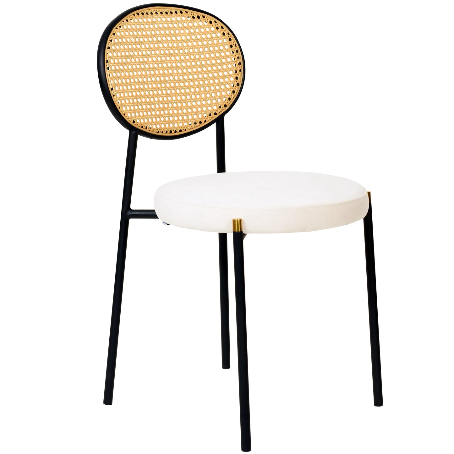 Euston Modern Wicker Dining Chair with Round Velvet Seat Set of 4 - Elax Furniture