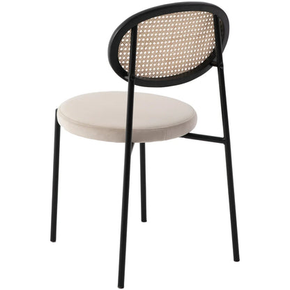 Euston Modern Upholstered Dining Chair with Round Wicker/Velvet Back Style - Elax Furniture