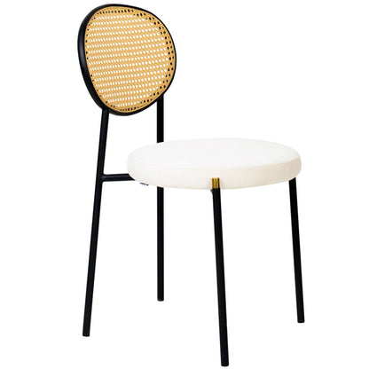Euston Modern Wicker Dining Chair with Round Velvet Seat Set of 4 - Elax Furniture