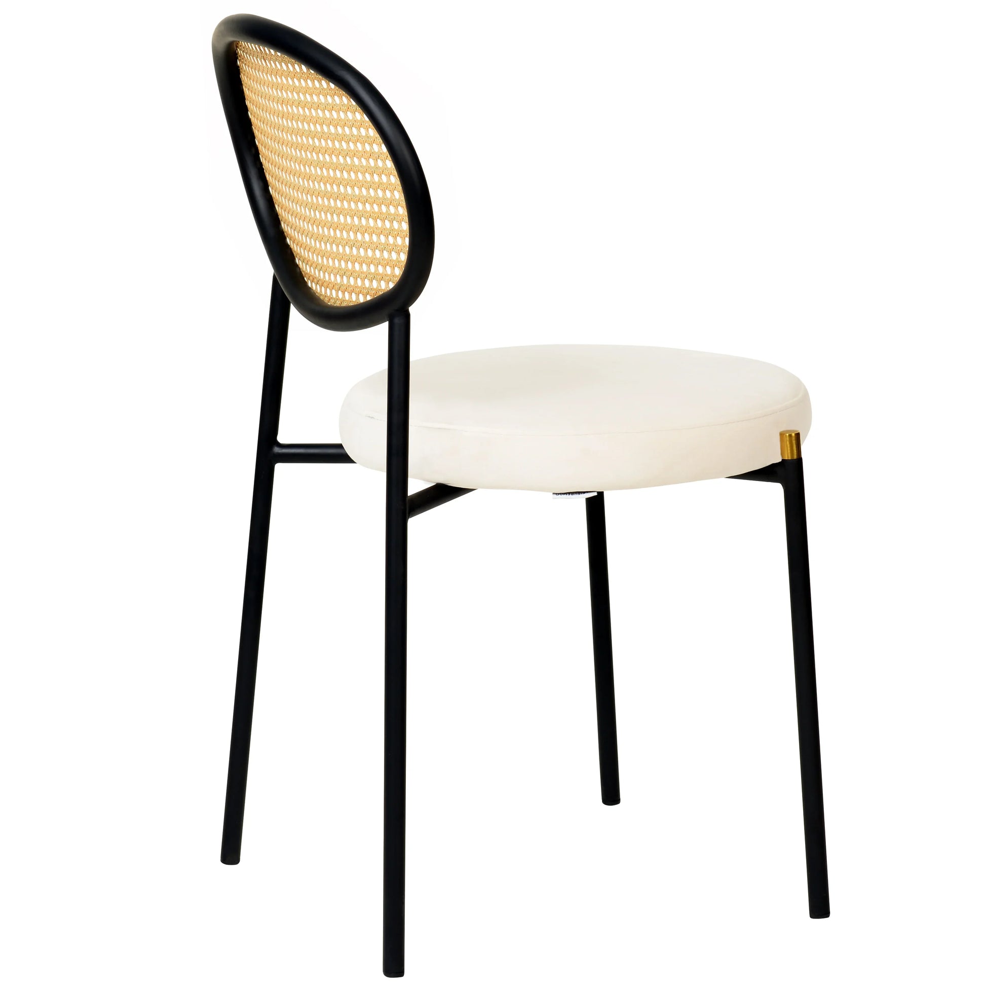Euston Modern Wicker Dining Chair with Round Velvet Seat Set of 4 - Elax Furniture