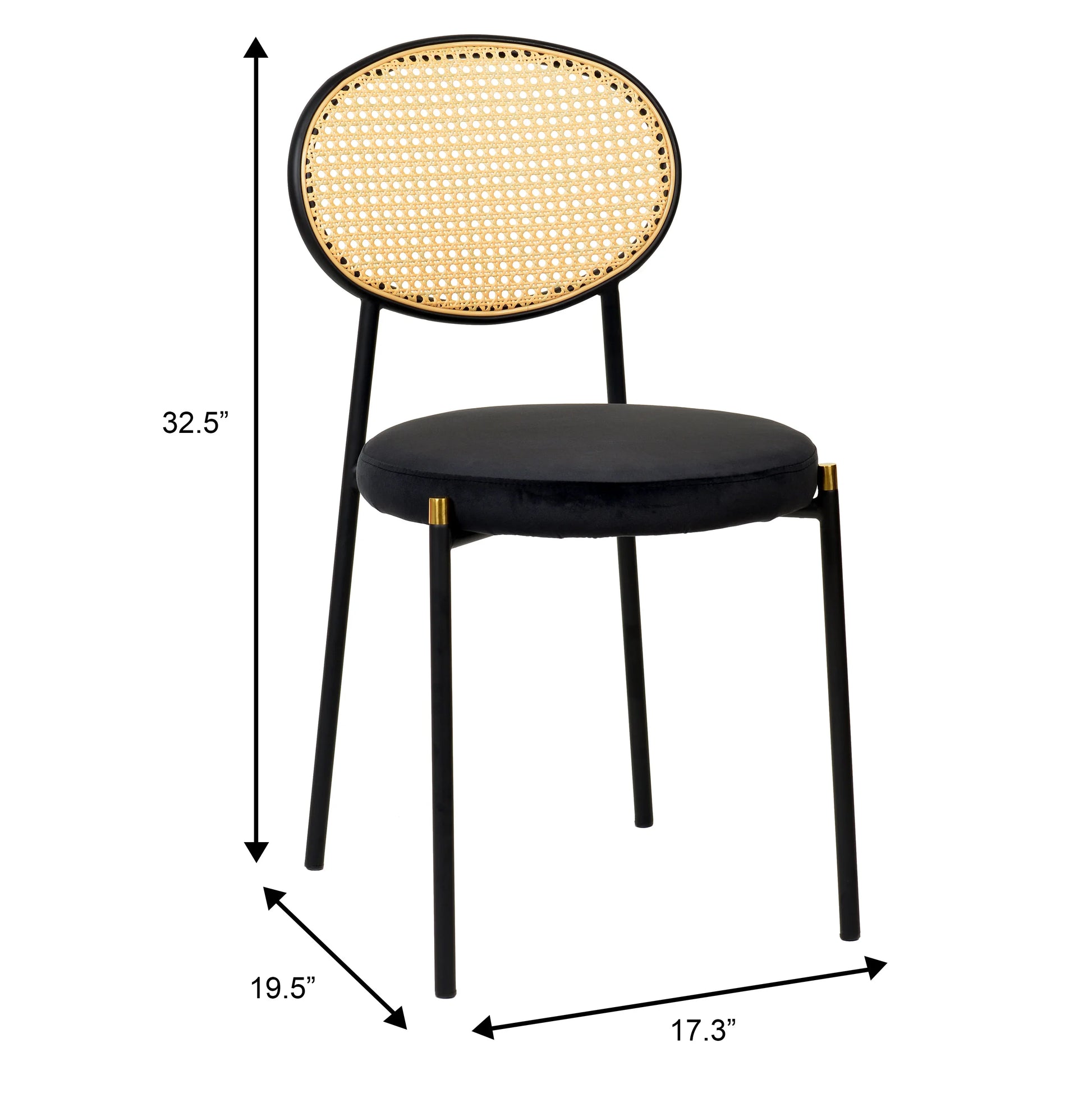 Euston Modern Wicker Dining Chair with Round Velvet Seat Set of 4 - Elax Furniture