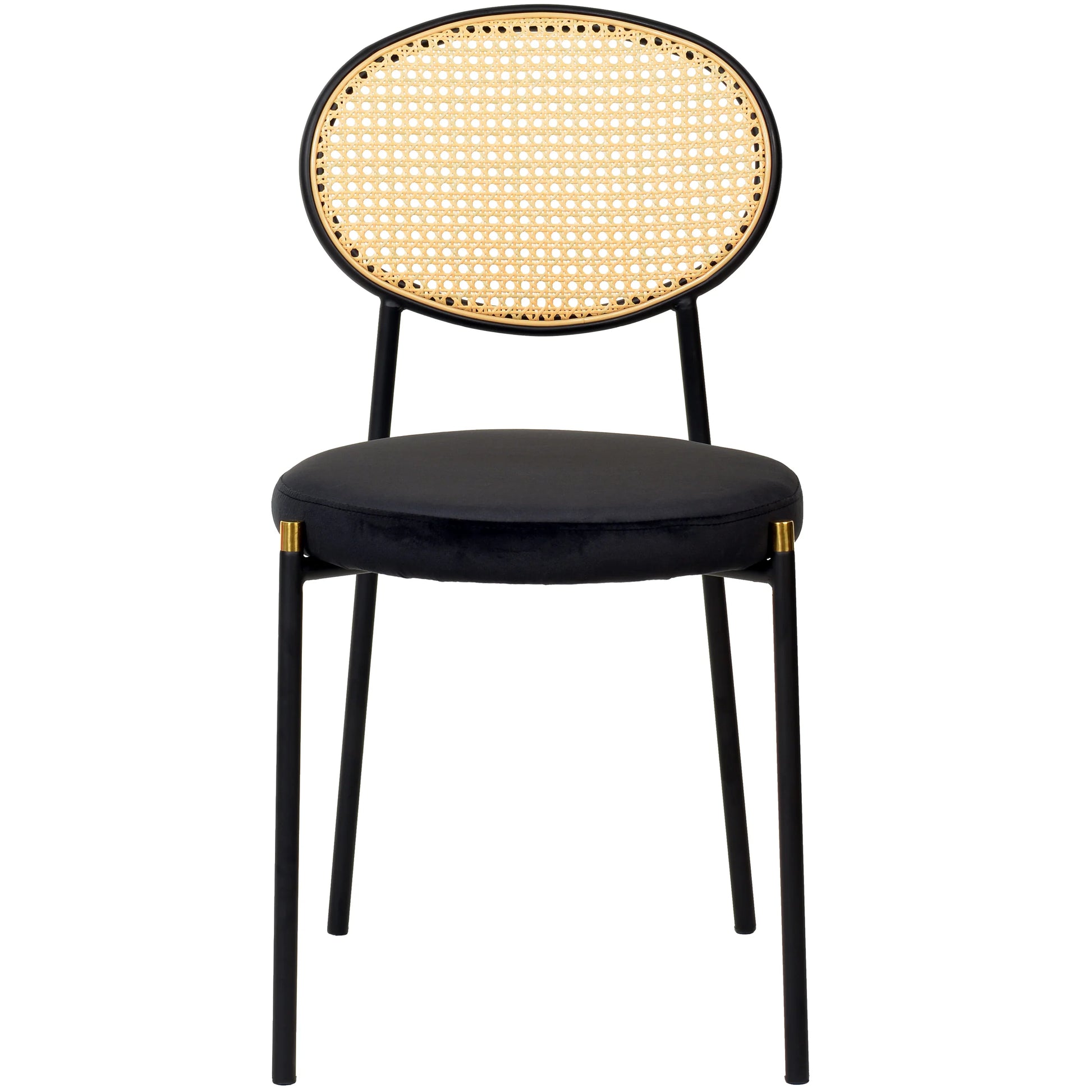 Euston Modern Wicker Dining Chair with Round Velvet Seat Set of 4 - Elax Furniture