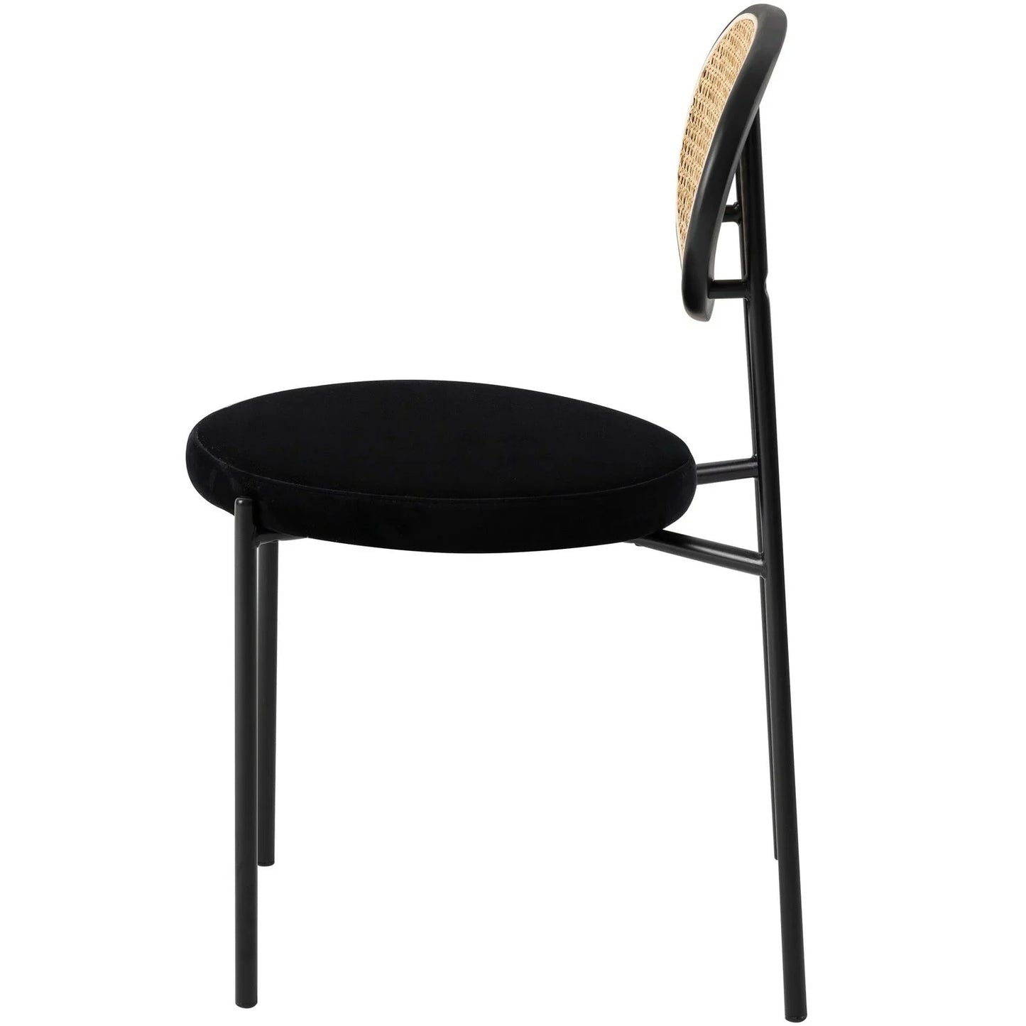 Euston Modern Upholstered Dining Chair with Round Wicker/Velvet Back Style - Elax Furniture