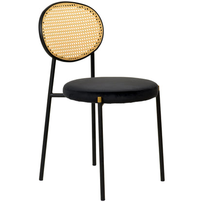 Euston Modern Wicker Dining Chair with Round Velvet Seat Set of 4 - Elax Furniture
