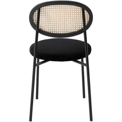 Euston Modern Upholstered Dining Chair with Round Wicker/Velvet Back Style - Elax Furniture