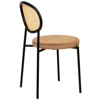 Euston Modern Wicker Dining Chair with Round Velvet Seat Set of 4 - Elax Furniture