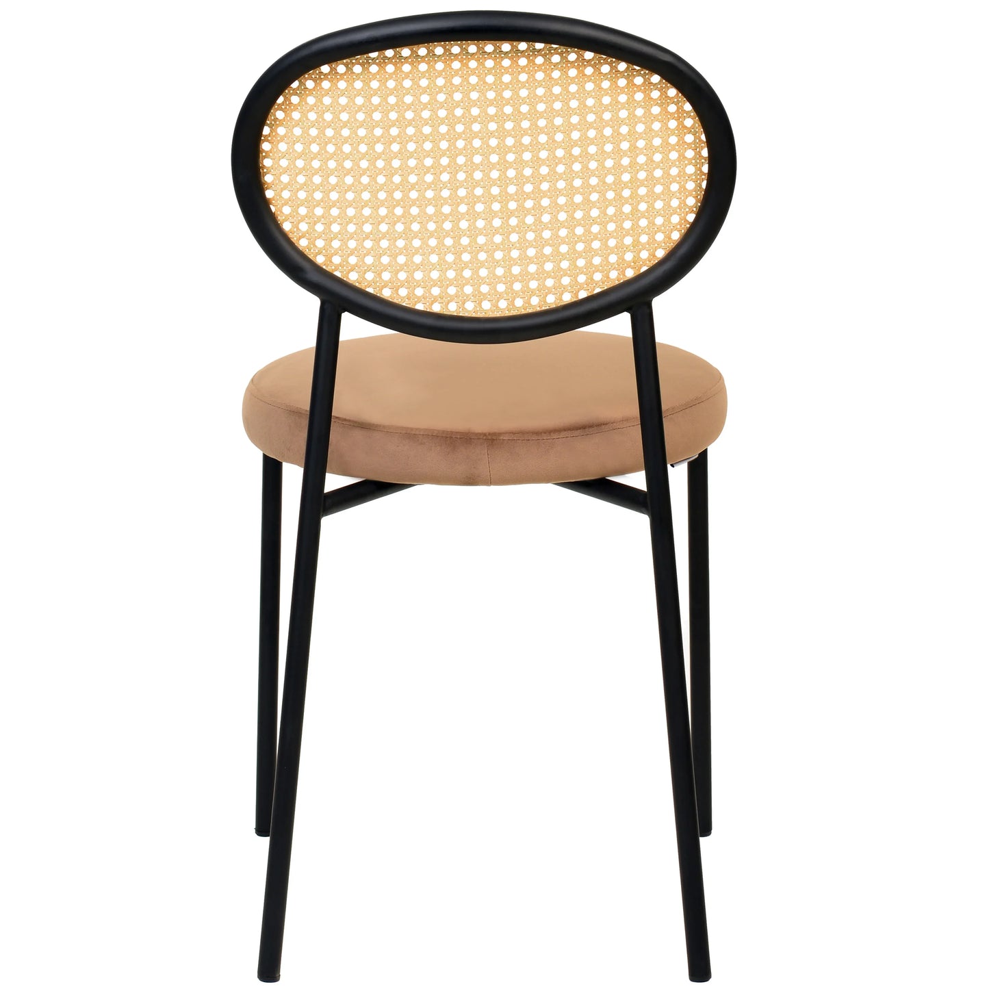 Euston Modern Wicker Dining Chair with Round Velvet Seat Set of 4 - Elax Furniture