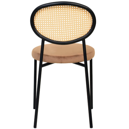 Euston Modern Wicker Dining Chair with Round Velvet Seat Set of 4 - Elax Furniture