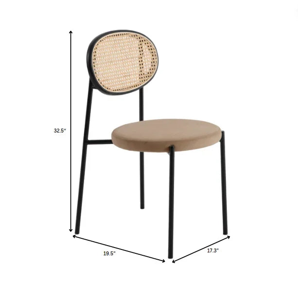 Euston Modern Wicker Dining Chair with Round Velvet Seat Set of 4 - Elax Furniture