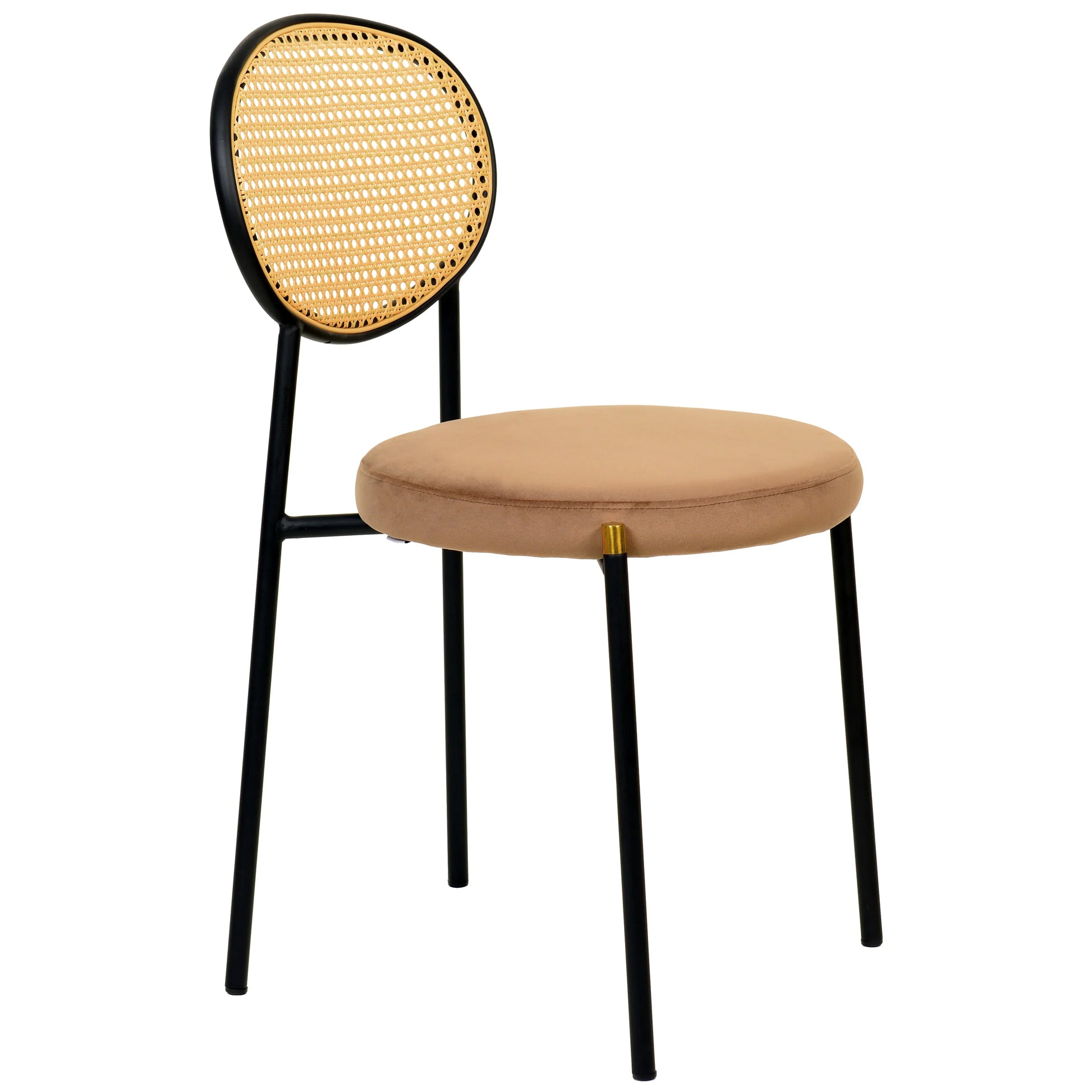 Euston Modern Wicker Dining Chair with Round Velvet Seat Set of 4 - Elax Furniture