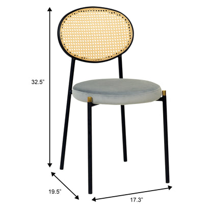 Euston Modern Wicker Dining Chair with Round Velvet Seat Set of 4 - Elax Furniture