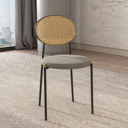 Euston Modern Wicker Dining Chair with Round Velvet Seat Set of 4 - Elax Furniture