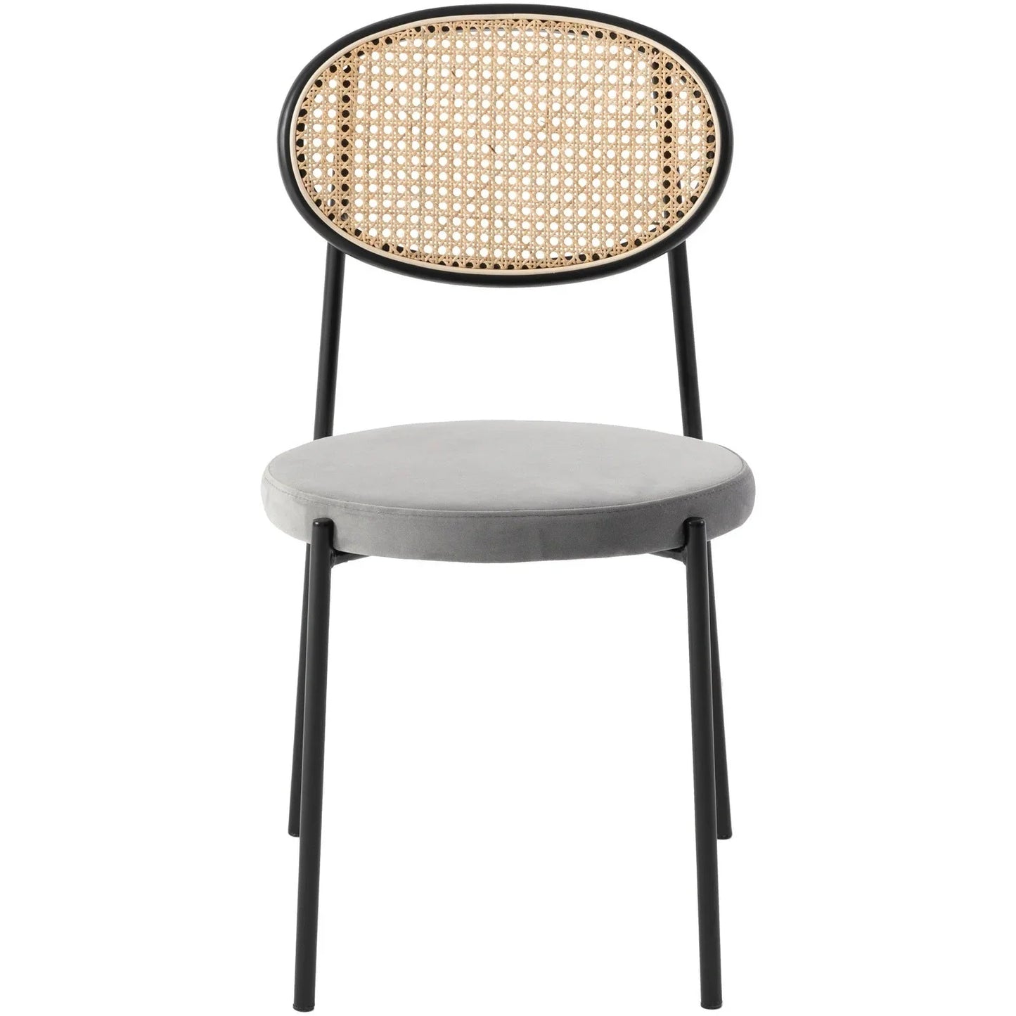 Euston Modern Upholstered Dining Chair with Round Wicker/Velvet Back Style - Elax Furniture