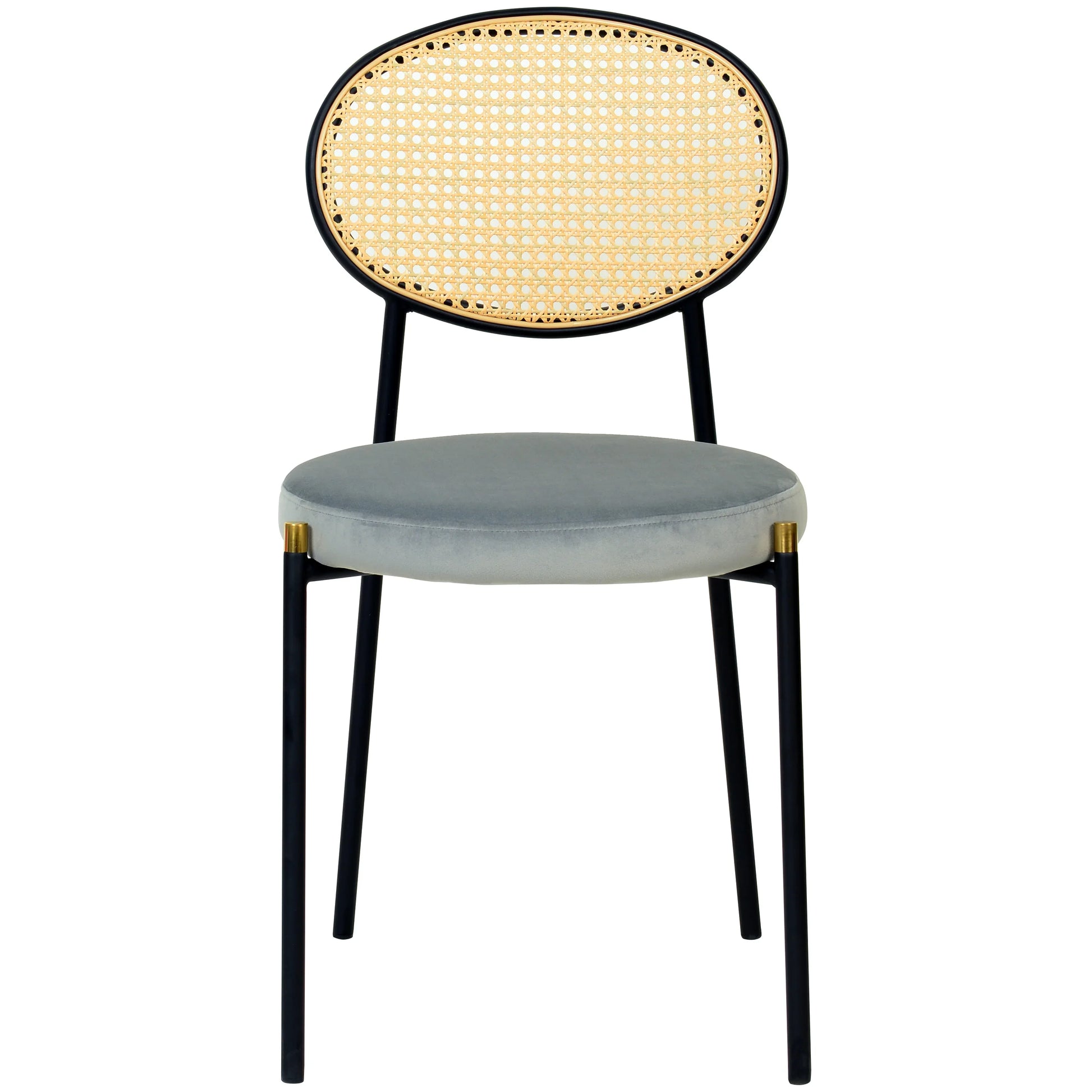 Euston Modern Wicker Dining Chair with Round Velvet Seat Set of 4 - Elax Furniture