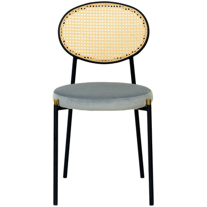 Euston Modern Wicker Dining Chair with Round Velvet Seat Set of 4 - Elax Furniture