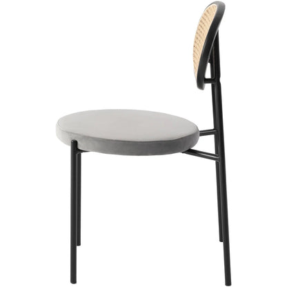 Euston Modern Upholstered Dining Chair with Round Wicker/Velvet Back Style - Elax Furniture