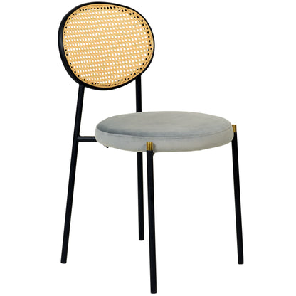 Euston Modern Wicker Dining Chair with Round Velvet Seat Set of 4 - Elax Furniture