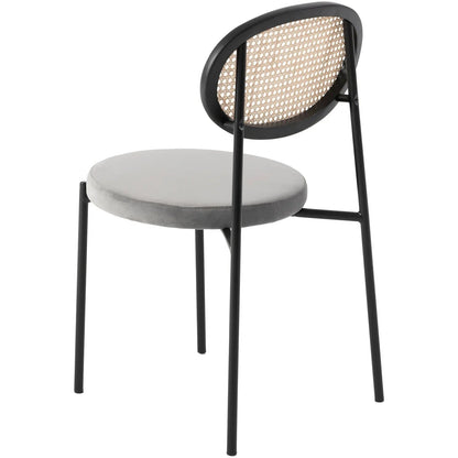 Euston Modern Upholstered Dining Chair with Round Wicker/Velvet Back Style - Elax Furniture