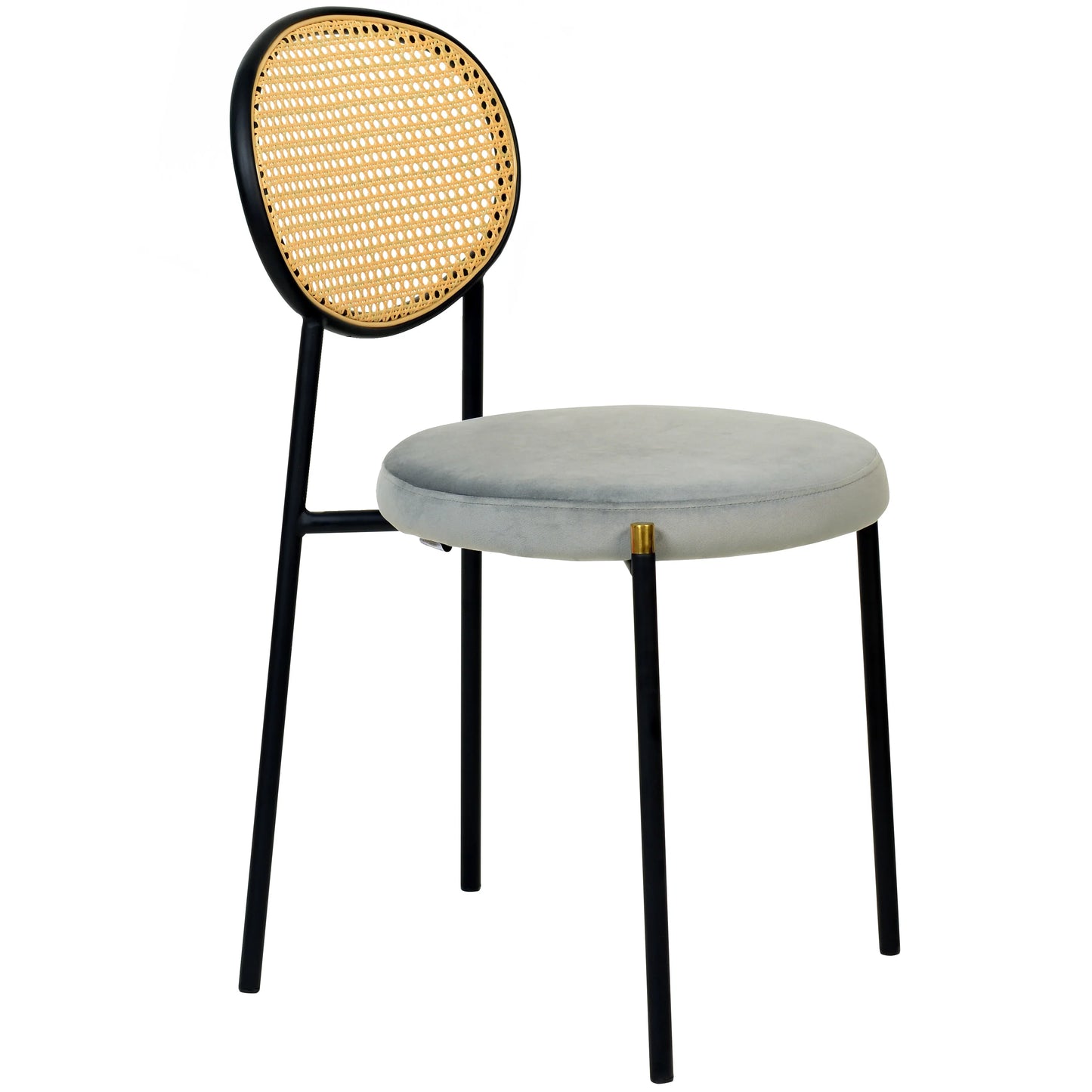 Euston Modern Wicker Dining Chair with Round Velvet Seat Set of 4 - Elax Furniture
